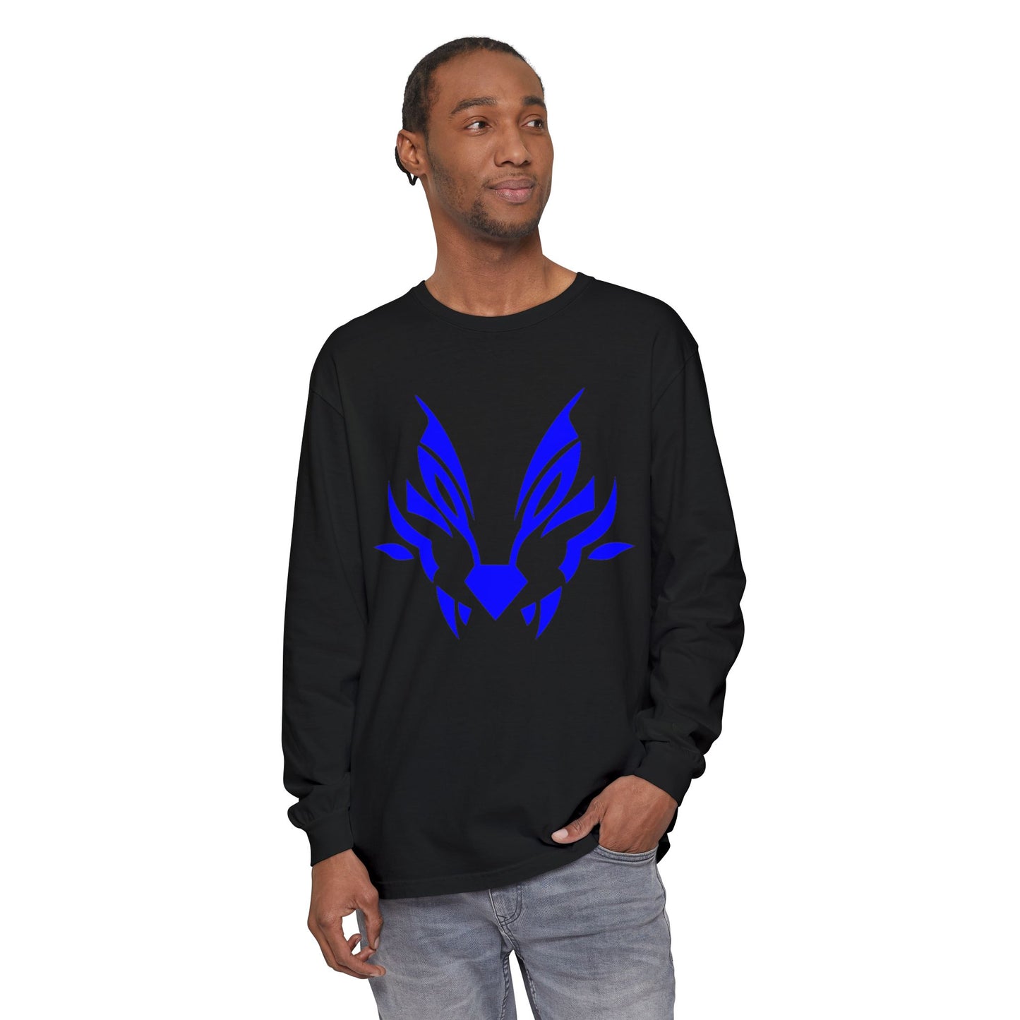 Lunar Wolf Unisex Long Sleeve T-Shirt - Garment-Dyed with Bold Graphic Design